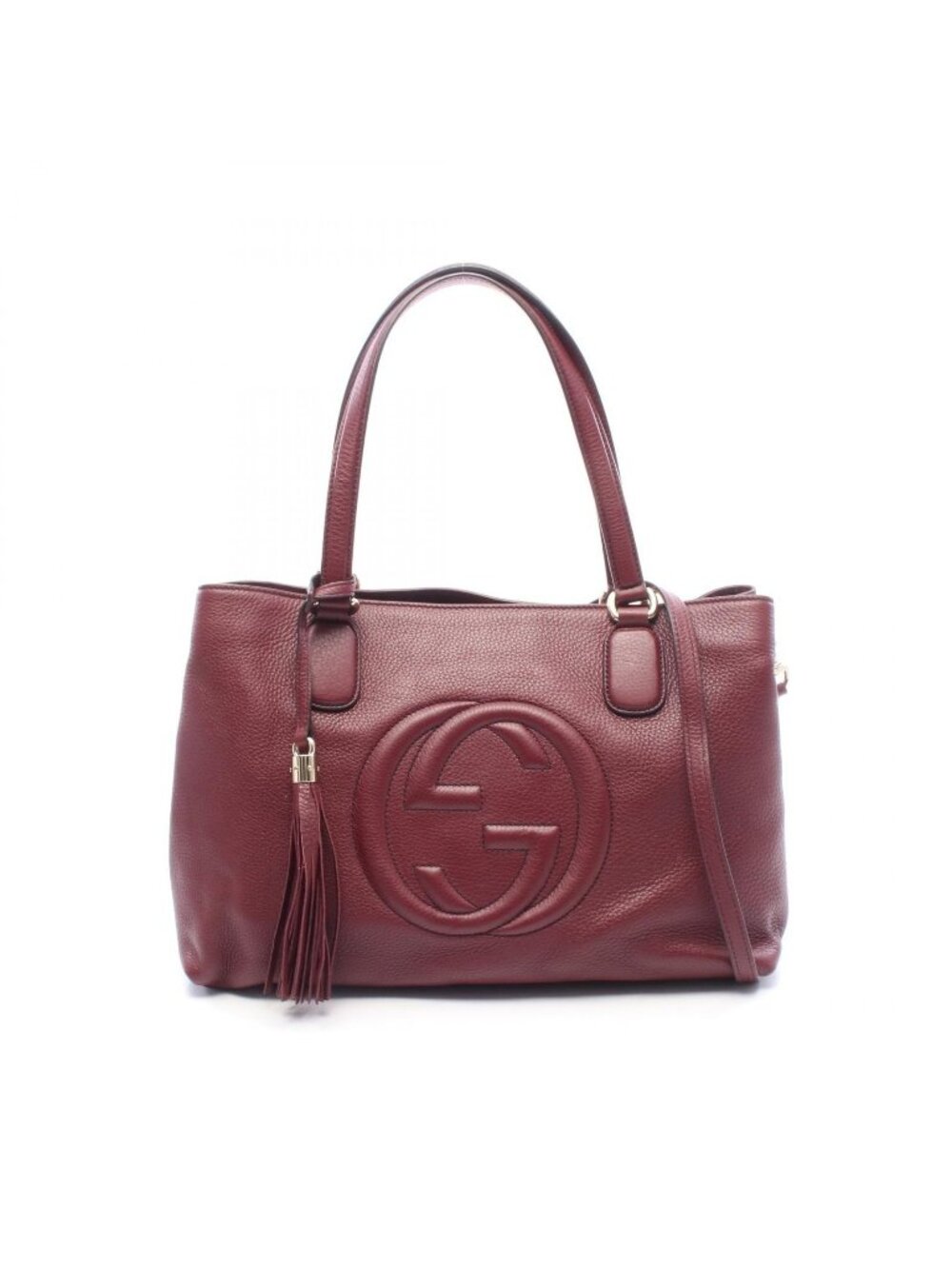 Gucci Tote Soho Interlocking G 2-Way Burgundy Leather